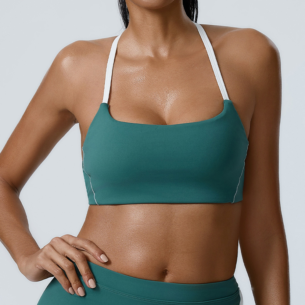 Quick Dry Underwear - セクシーなホルターヨガブラジャー女性の耐衝撃フィットネスランニングスポーツ下着通気性プッシュアップジムトレーニング胸パッド付きスポーツウェア