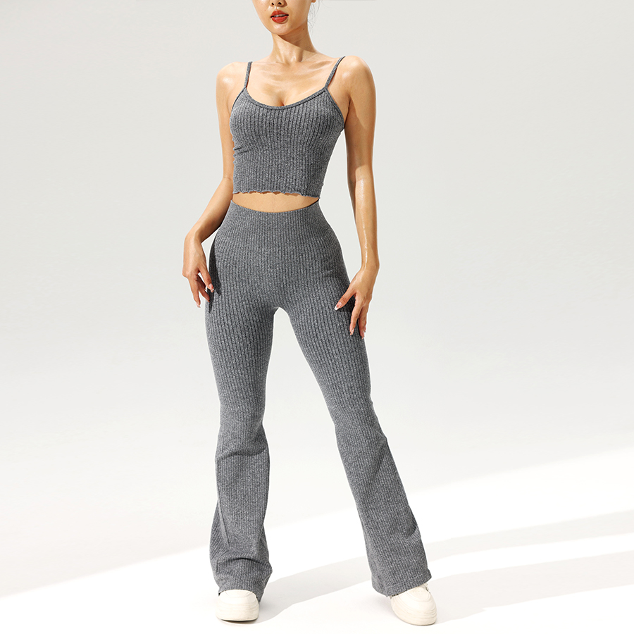 2点セット シームレス フレアパンツ リブタンクトップ セッ - Tank Top Ribbed のレビューと価格