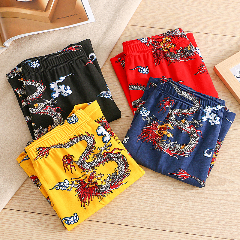 ドラゴン柄メンズ通気性快適パンツ、スリープウェア、ソフトコッ - Boxer Brief Pack Cotton のレビューと価格